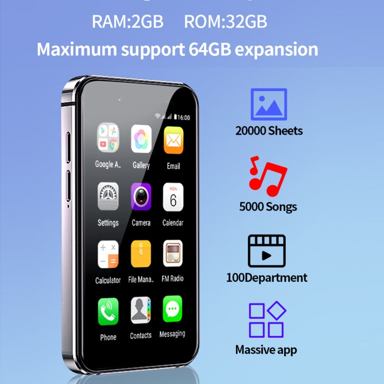 3.0 inch Android 8.1 MTK6580 Quad Core 1.3GHz, Network: 3G, Dual SIM, Global Version with Google Play 3.0 inch Android 8.1 MTK6580 Quad Core 1.3GHz, Network: 3G, Dual SIM, Global Version with Google Play